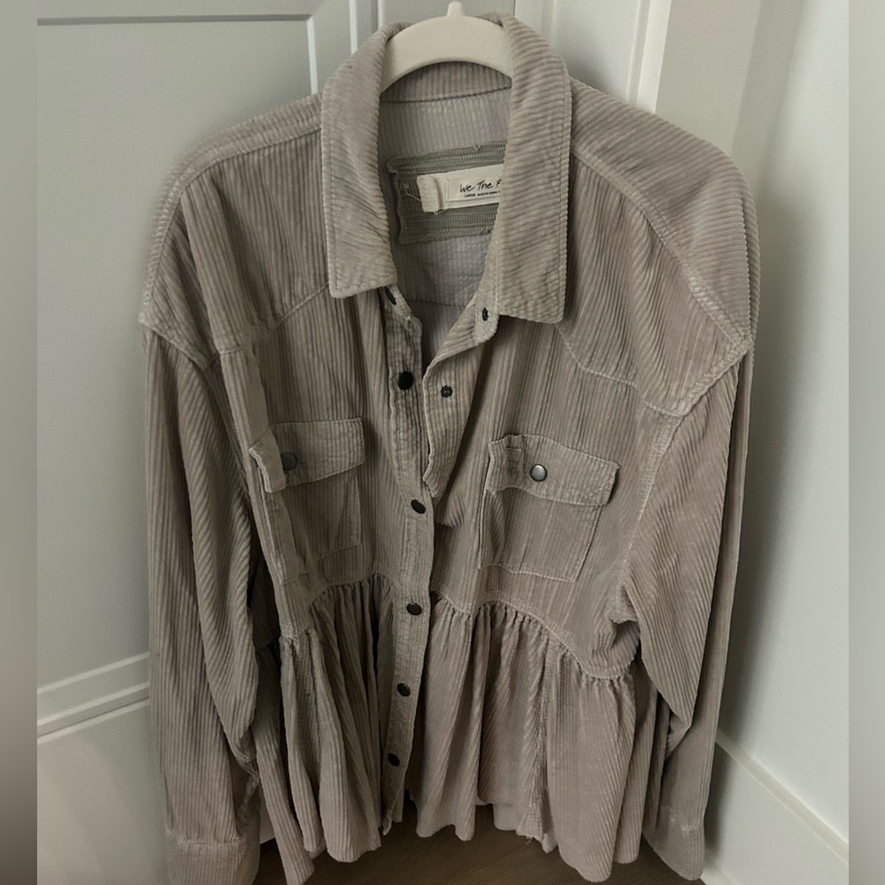 Free People We The Free Taupe Corduroy Shirt Jacket